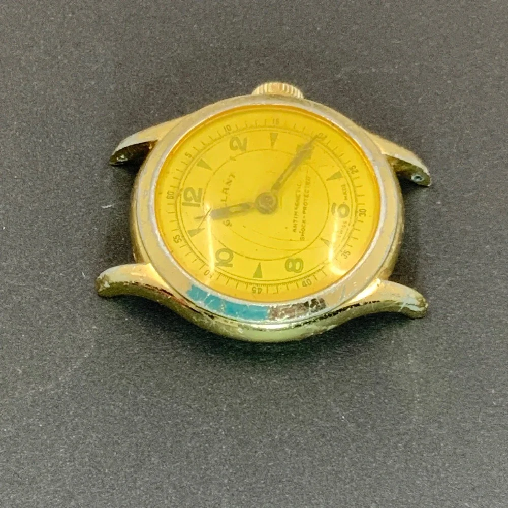 Vintage Gallant Swiss Made Watch Yellow Dial Antimagnetic Mechanical Ticking